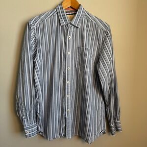 Tommy Bahama Mens Striped Long Sleeve Button UP Shirt Blue White Large